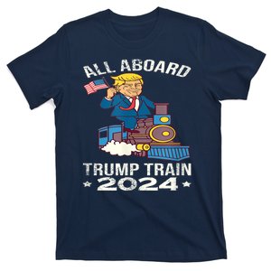 ALL ABOARD TRUMP TRAIN 2024 Patriotic American Flag T-Shirt