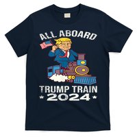 ALL ABOARD TRUMP TRAIN 2024 Patriotic American Flag T-Shirt