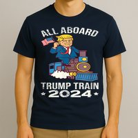 ALL ABOARD TRUMP TRAIN 2024 Patriotic American Flag T-Shirt