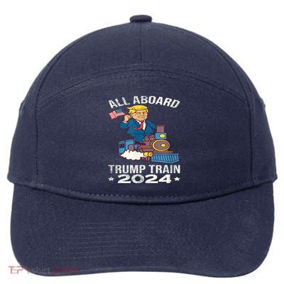 ALL ABOARD TRUMP TRAIN 2024 Patriotic American Flag 7-Panel Snapback Hat