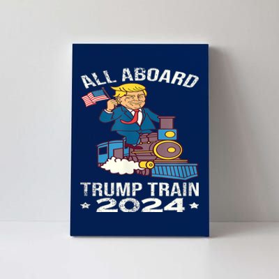 ALL ABOARD TRUMP TRAIN 2024 Patriotic American Flag Canvas