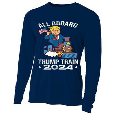 ALL ABOARD TRUMP TRAIN 2024 Patriotic American Flag Cooling Performance Long Sleeve Crew