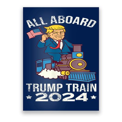 ALL ABOARD TRUMP TRAIN 2024 Patriotic American Flag Poster