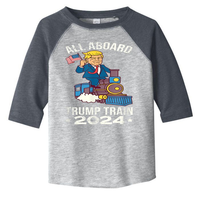 ALL ABOARD TRUMP TRAIN 2024 Patriotic American Flag Toddler Fine Jersey T-Shirt