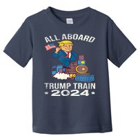 ALL ABOARD TRUMP TRAIN 2024 Patriotic American Flag Toddler T-Shirt