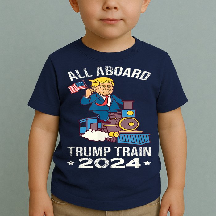 ALL ABOARD TRUMP TRAIN 2024 Patriotic American Flag Toddler T-Shirt