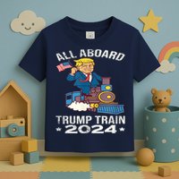 ALL ABOARD TRUMP TRAIN 2024 Patriotic American Flag Toddler T-Shirt