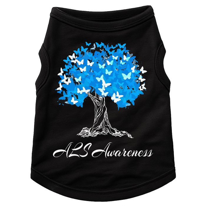 ALS Awareness Tree With Butterflies Support Doggie Tank