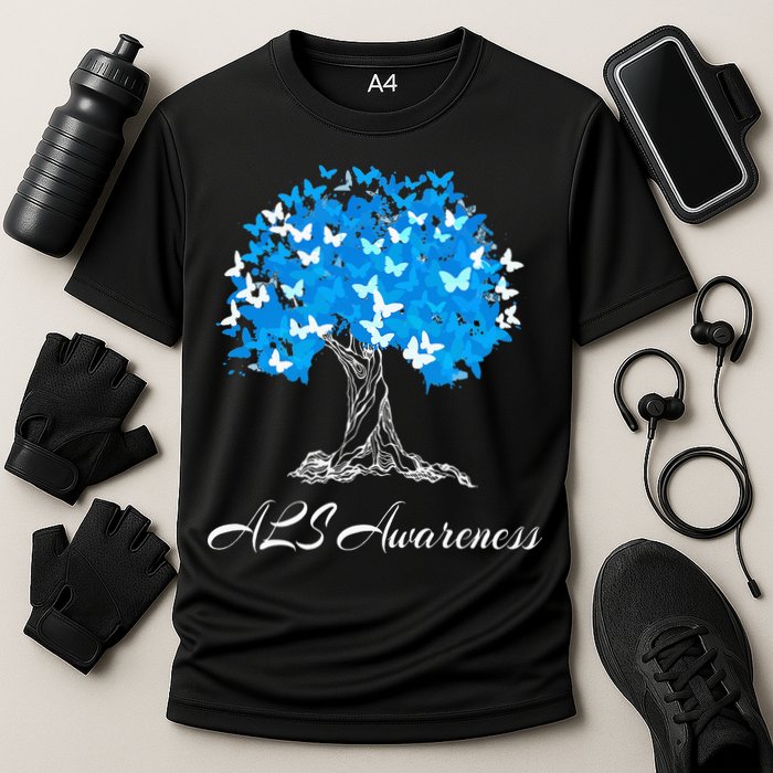 ALS Awareness Tree With Butterflies Support Performance Shirt