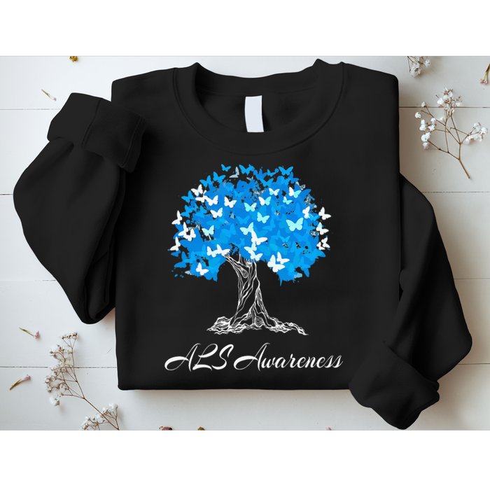 ALS Awareness Tree With Butterflies Support Sweatshirt