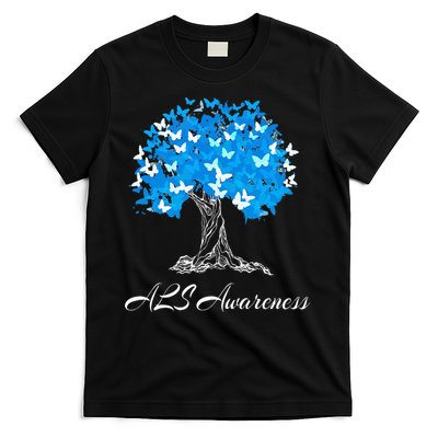 ALS Awareness Tree With Butterflies Support T-Shirt
