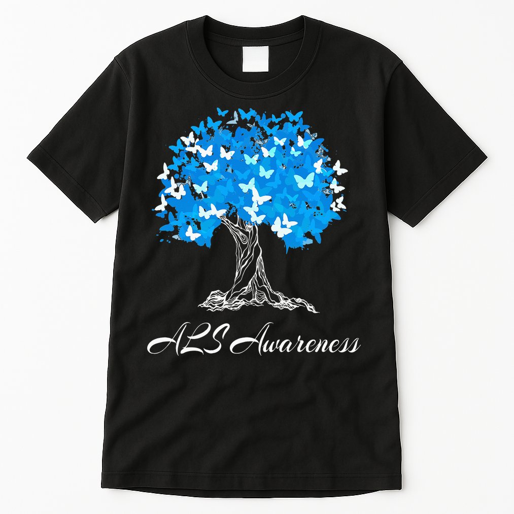ALS Awareness Tree With Butterflies Support Tall T-Shirt