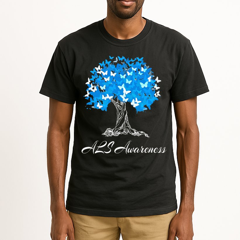ALS Awareness Tree With Butterflies Support Tall T-Shirt