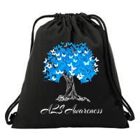 ALS Awareness Tree With Butterflies Support Drawstring Bag