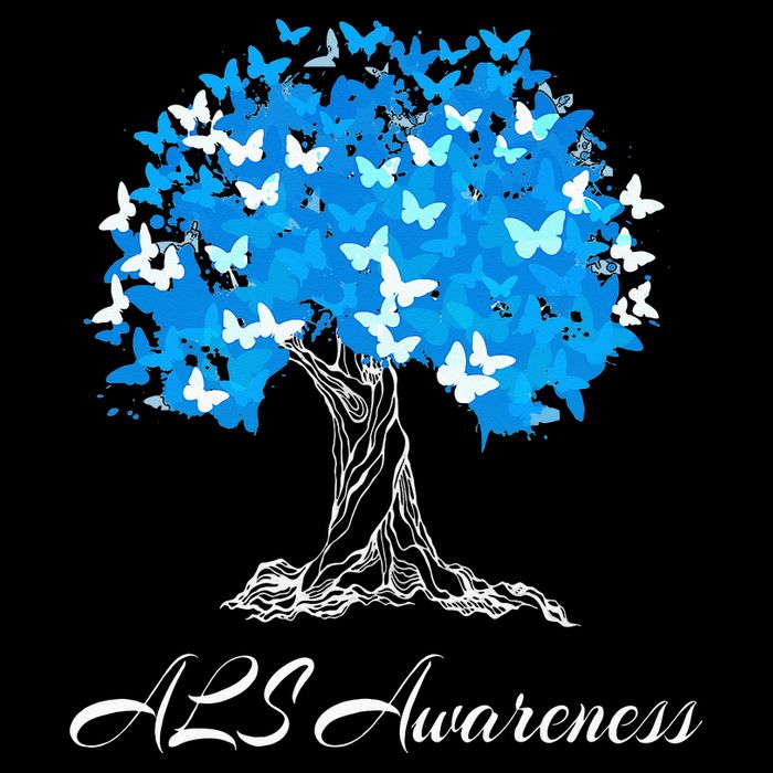 ALS Awareness Tree With Butterflies Support Drawstring Bag