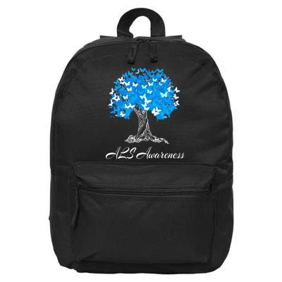 ALS Awareness Tree With Butterflies Support 16 in Basic Backpack