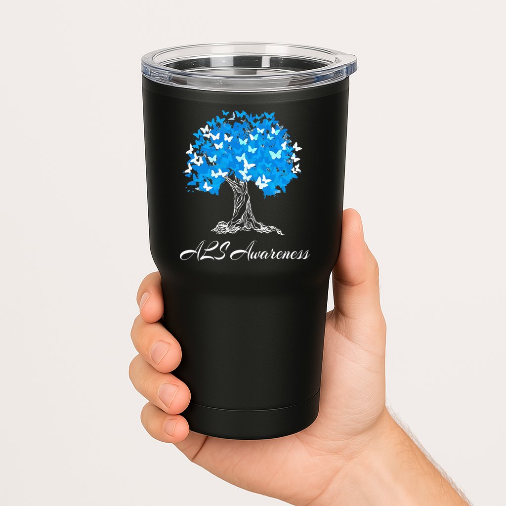 ALS Awareness Tree With Butterflies Support Tumbler