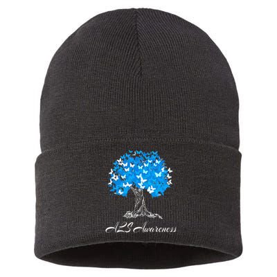 ALS Awareness Tree With Butterflies Support Sustainable Knit Beanie