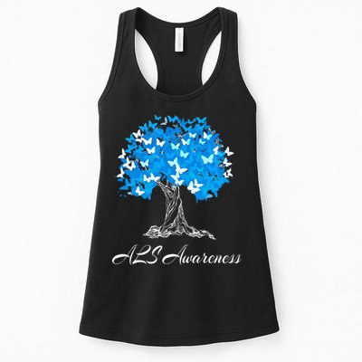 ALS Awareness Tree With Butterflies Support Womens Tank Top