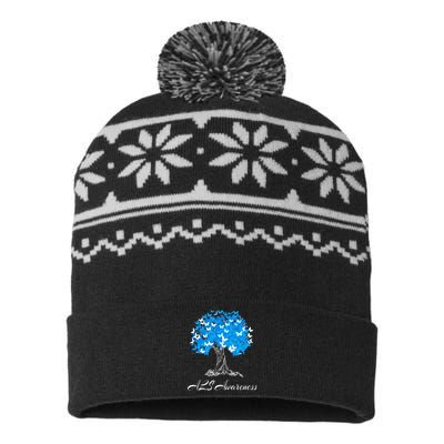 ALS Awareness Tree With Butterflies Support USA-Made Snowflake Beanie