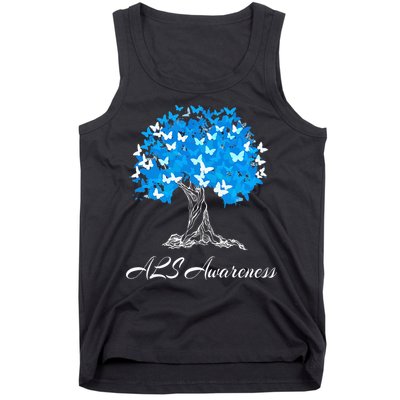 ALS Awareness Tree With Butterflies Support Tank Top