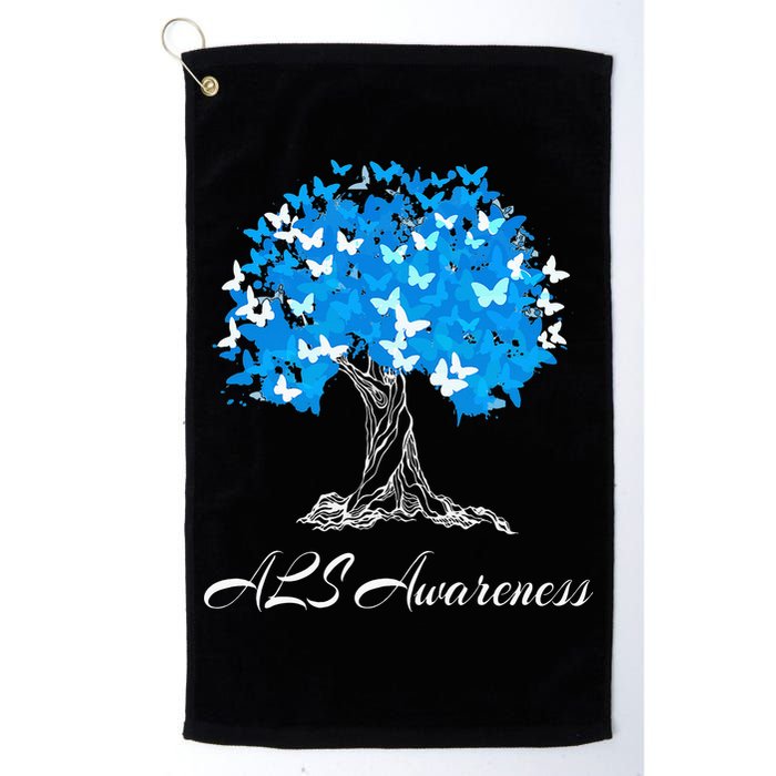 ALS Awareness Tree With Butterflies Support Golf Towel