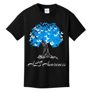 ALS Awareness Tree With Butterflies Support Kids T-Shirt