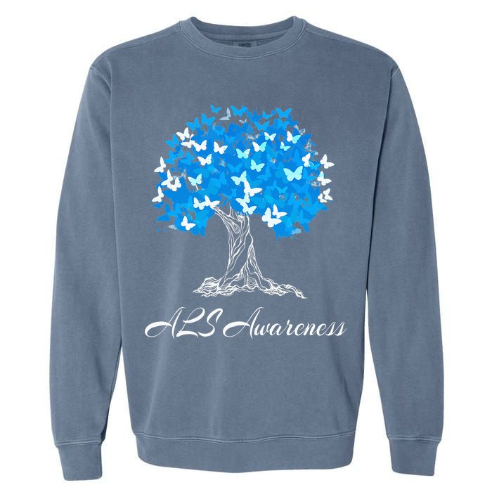 ALS Awareness Tree With Butterflies Support Garment-Dyed Sweatshirt