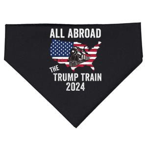 All Aboard The Trump Train 2024 Grudge Us States Us Flag And Train USA-Made Doggie Bandana