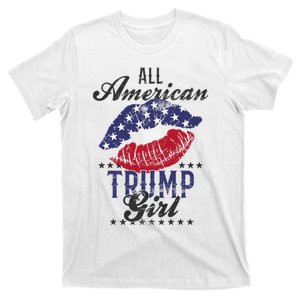 All American Trump Girl Usa Flag Lips Gop Vote 2024 T-Shirt