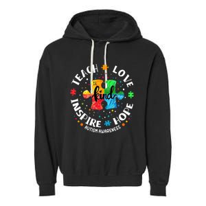 Autism Awareness Teacher, Teach Hope Love Inspire Garment-Dyed Fleece Hoodie