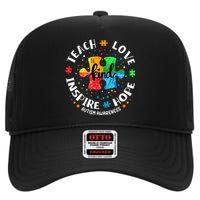 Autism Awareness Teacher, Teach Hope Love Inspire High Crown Mesh Back Trucker Hat