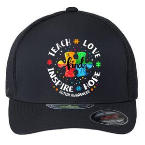 Autism Awareness Teacher, Teach Hope Love Inspire Flexfit Unipanel Trucker Cap