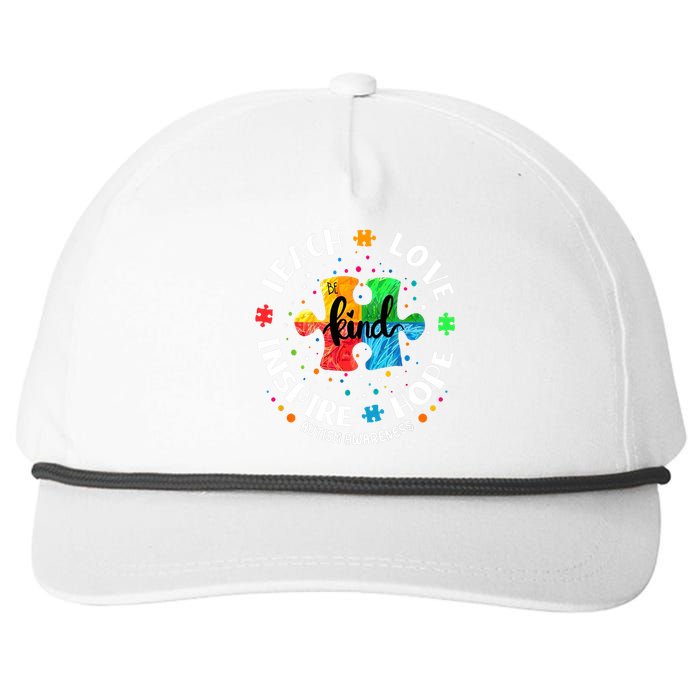 Autism Awareness Teacher, Teach Hope Love Inspire Snapback Five-Panel Rope Hat