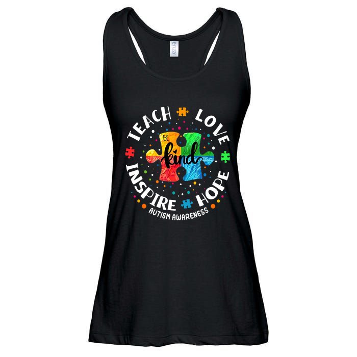 Autism Awareness Teacher, Teach Hope Love Inspire Ladies Essential Flowy Tank