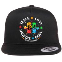 Autism Awareness Teacher, Teach Hope Love Inspire Flat Bill Trucker Hat