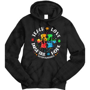 Autism Awareness Teacher, Teach Hope Love Inspire Tie Dye Hoodie