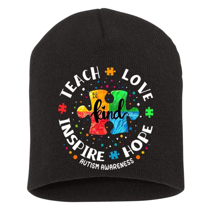 Autism Awareness Teacher, Teach Hope Love Inspire Short Acrylic Beanie