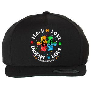 Autism Awareness Teacher, Teach Hope Love Inspire Wool Snapback Cap