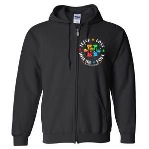 Autism Awareness Teacher, Teach Hope Love Inspire Full Zip Hoodie