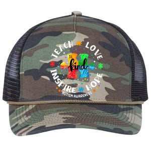 Autism Awareness Teacher, Teach Hope Love Inspire Retro Rope Trucker Hat Cap