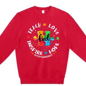 Autism Awareness Teacher, Teach Hope Love Inspire Premium Crewneck Sweatshirt