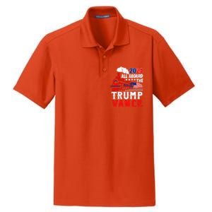 All Aboard The Trump Train 2024 Usa Flag Trump Vance 2024 Dry Zone Grid Polo