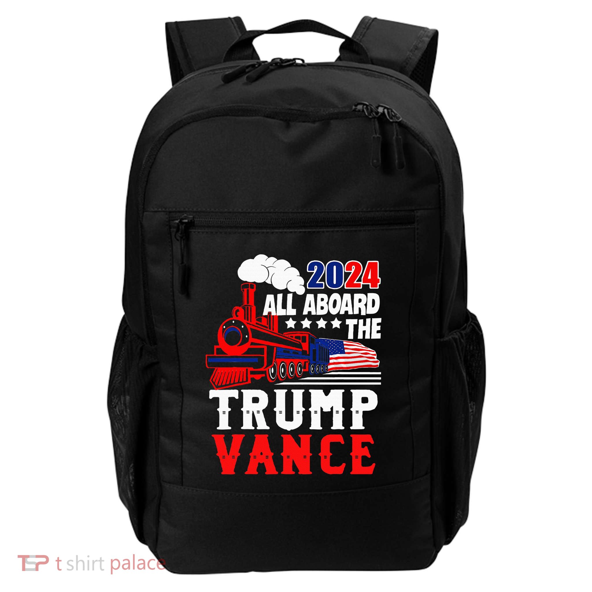 All Aboard The Trump Train 2024 Usa Flag Trump Vance 2024 Backpack