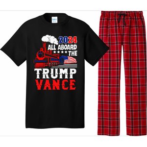 All Aboard The Trump Train 2024 Usa Flag Trump Vance 2024 Pajama Set