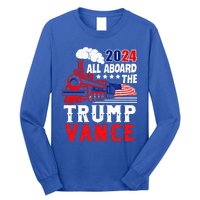 All Aboard The Trump Train 2024 Usa Flag Trump Vance 2024 Long Sleeve Shirt