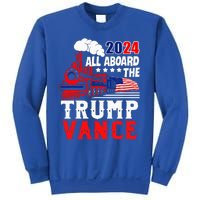 All Aboard The Trump Train 2024 Usa Flag Trump Vance 2024 Sweatshirt