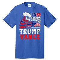 All Aboard The Trump Train 2024 Usa Flag Trump Vance 2024 Tall T-Shirt