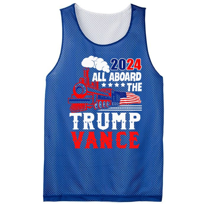 All Aboard The Trump Train 2024 Usa Flag Trump Vance 2024 Mesh Reversible Basketball Jersey Tank