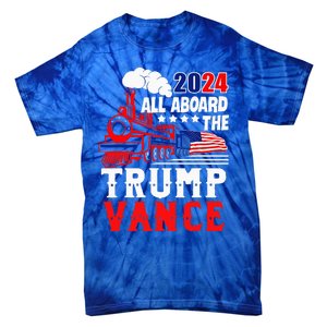 All Aboard The Trump Train 2024 Usa Flag Trump Vance 2024 Tie-Dye T-Shirt